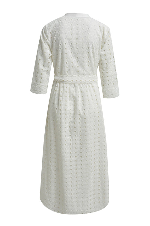 Dress with collar + placket, 3/4 sleeve + belt