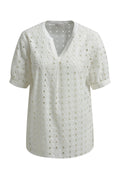 Blouse with v-neck and puffsleeves