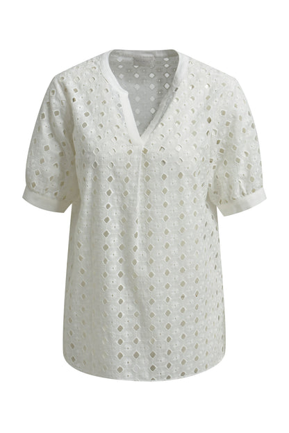 Blouse with v-neck and puffsleeves