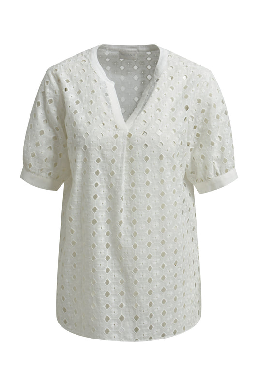 Blouse with v-neck and puffsleeves