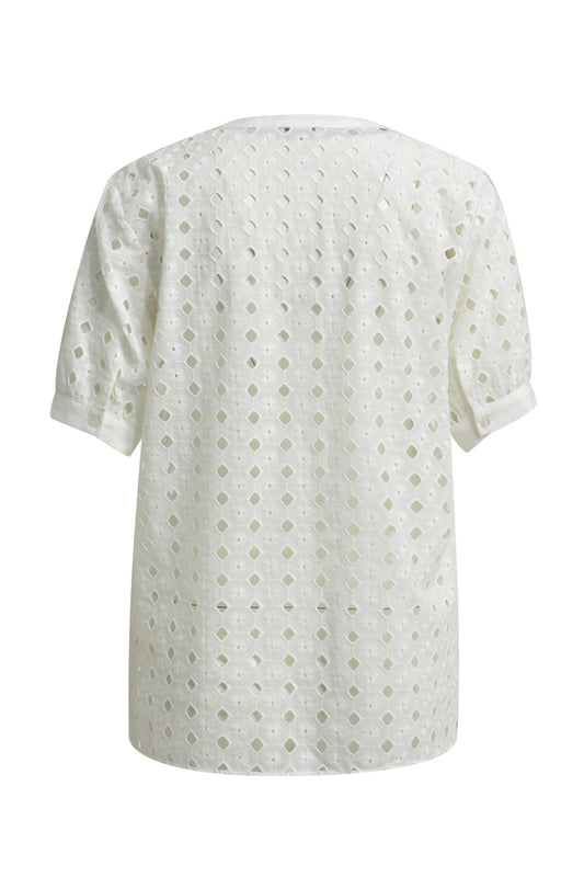 Blouse with v-neck and puffsleeves