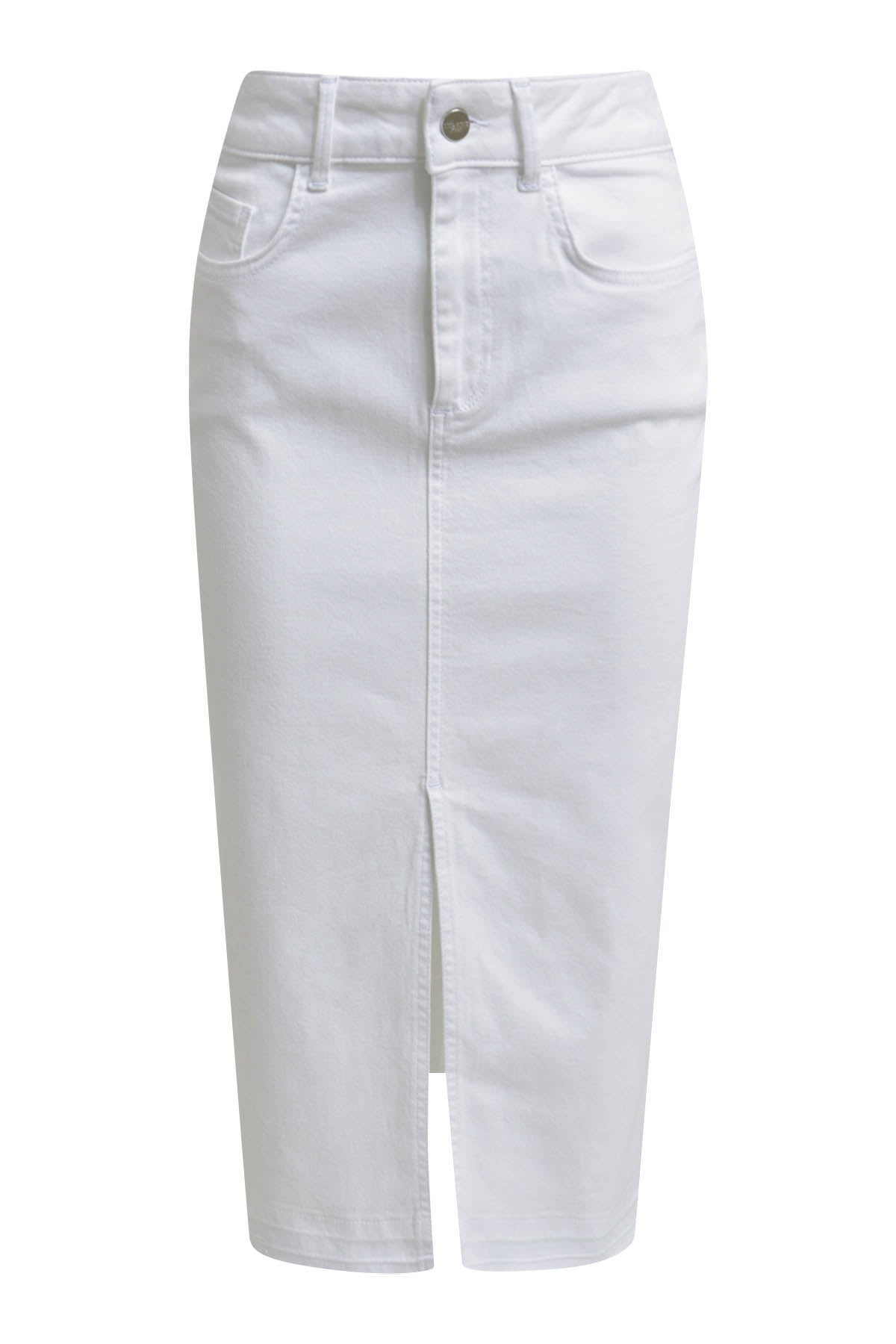slim Midiskirt, 5-pocket style, slit at cf