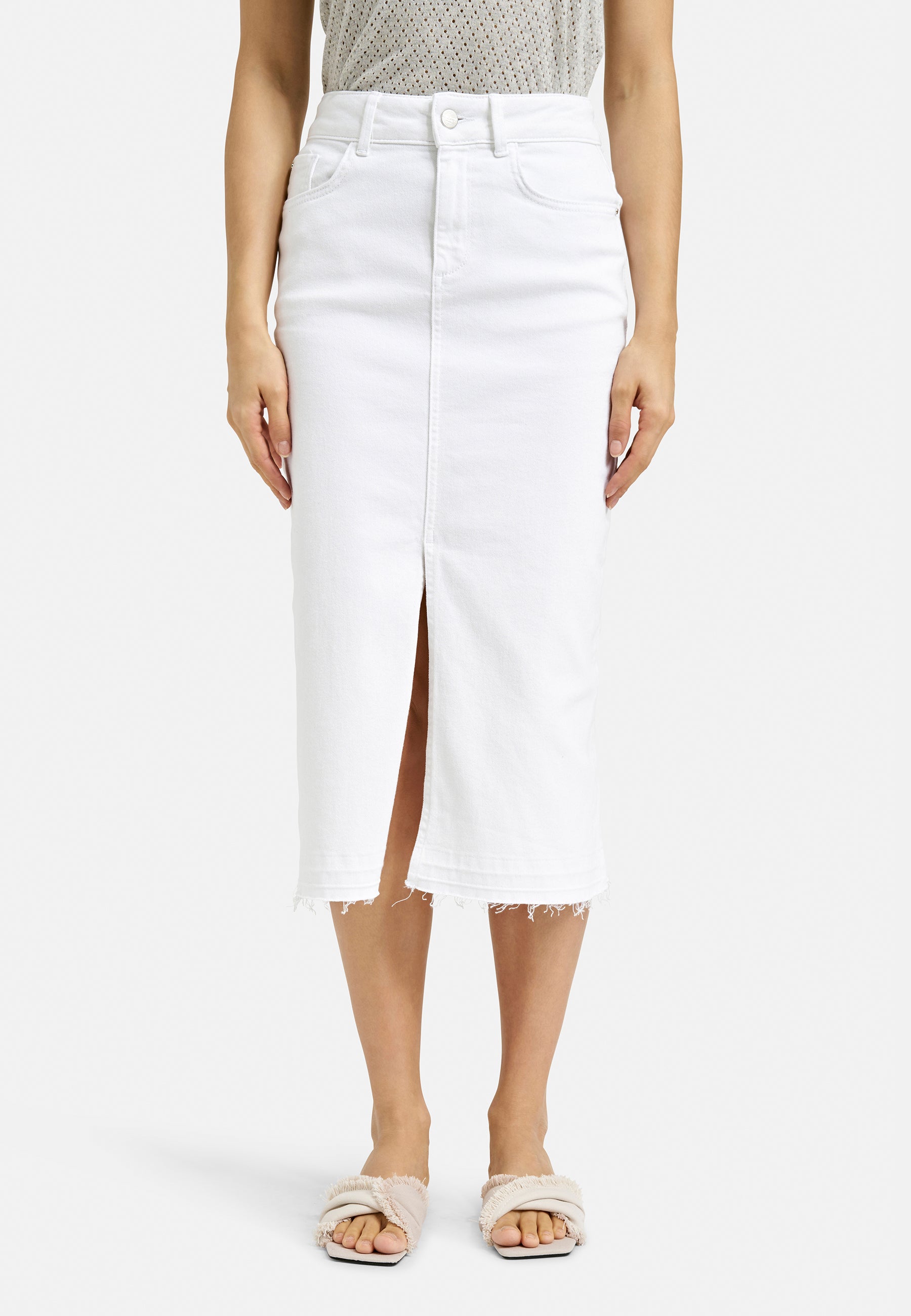 slim Midiskirt, 5-pocket style, slit at cf