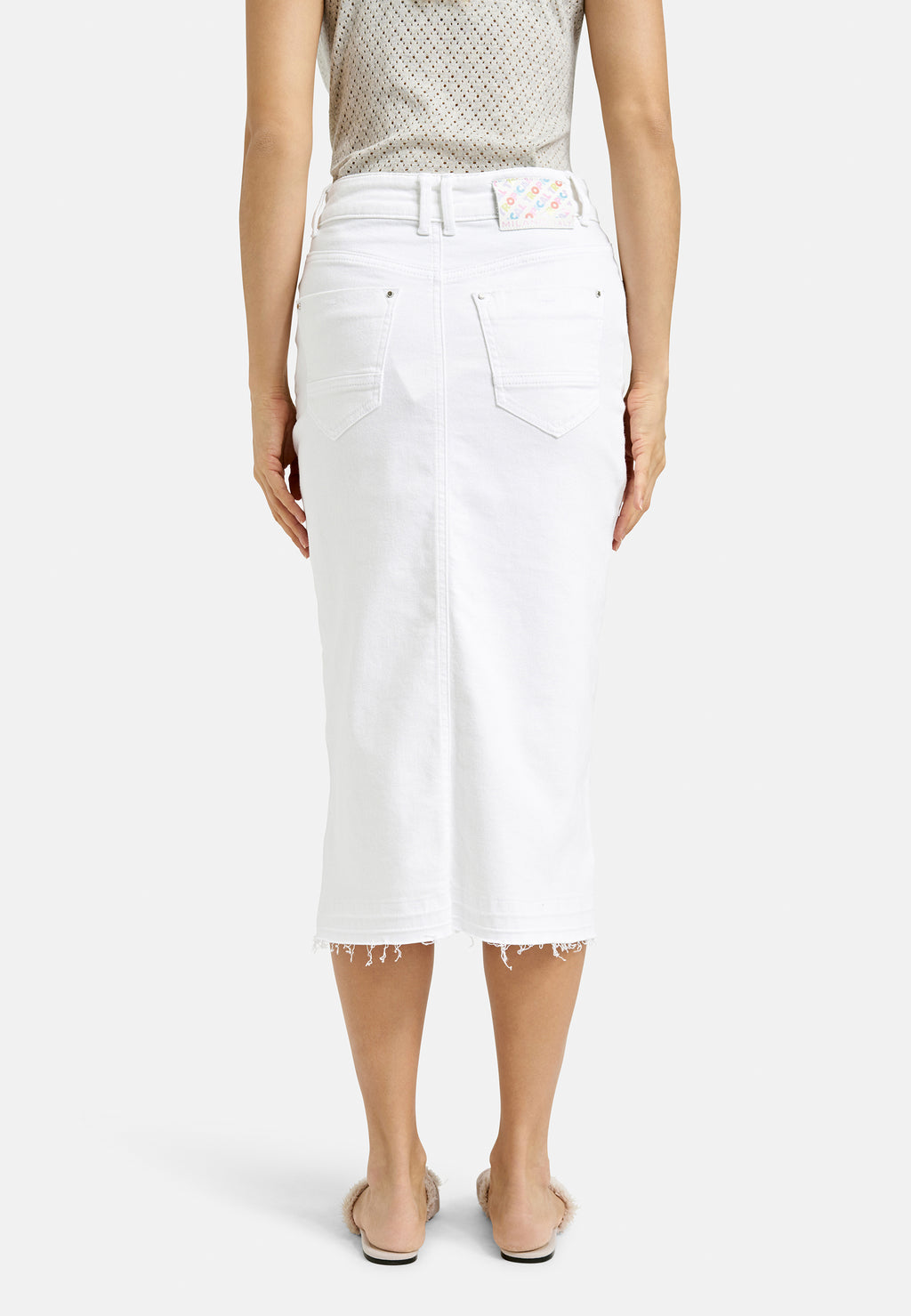 slim Midiskirt, 5-pocket style, slit at cf