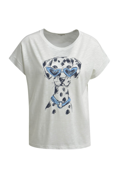 Shirt w roundneck + oversized shoulder