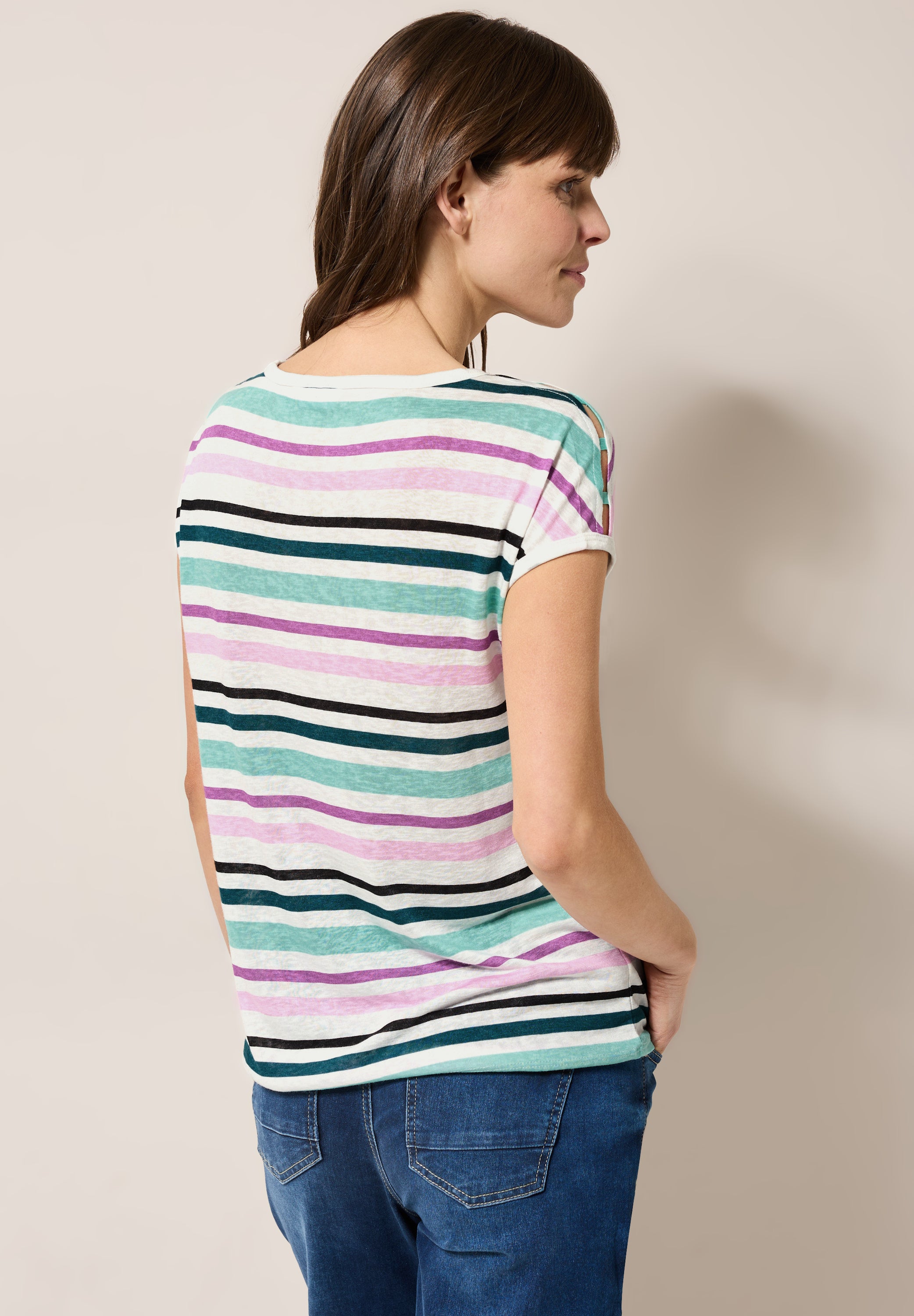 Leinen-Look Streifen-Shirt