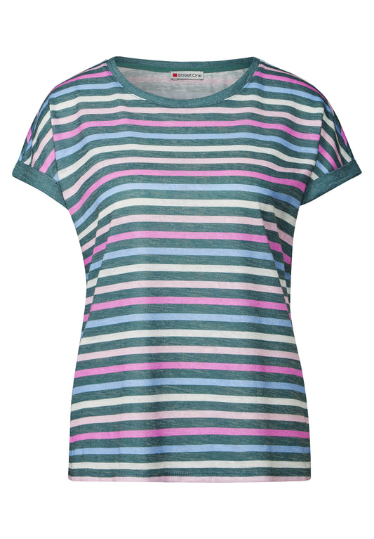 Leinen-Look Streifen-Shirt