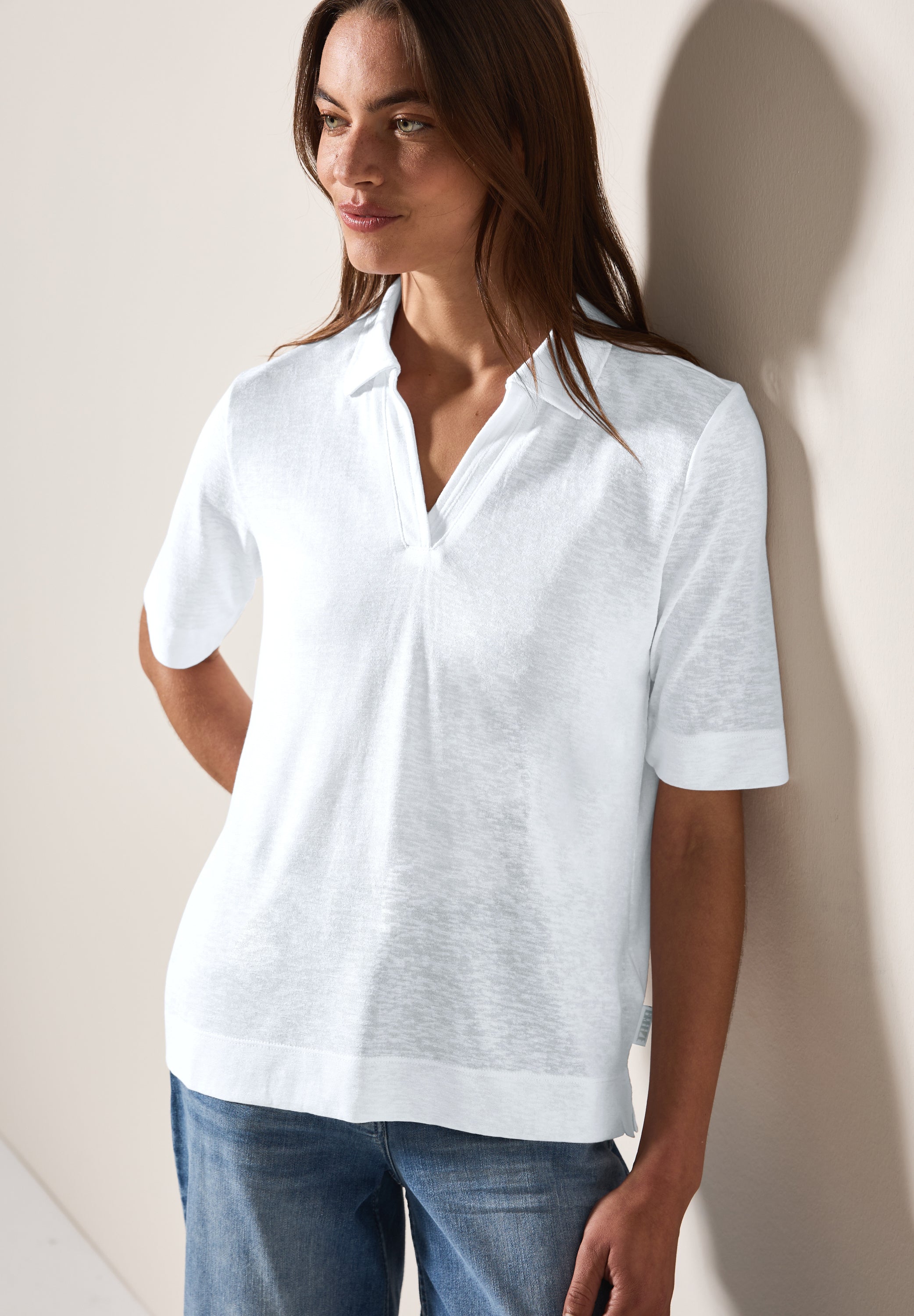 Poloshirt in Leinen-Optik