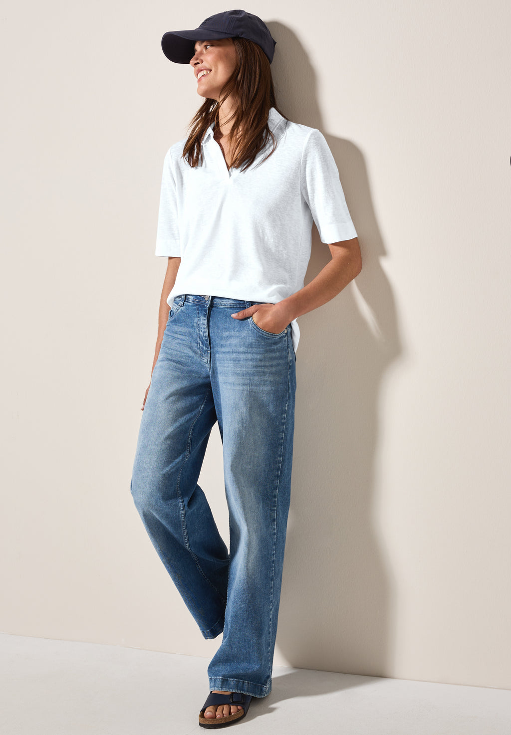 Poloshirt in Leinen-Optik