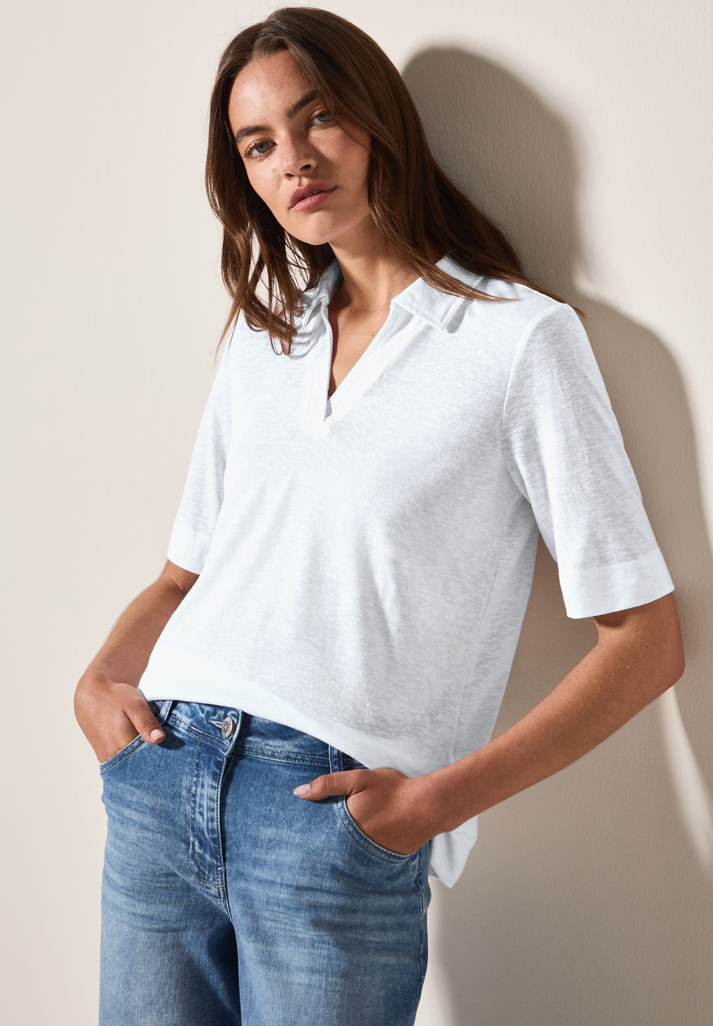 Poloshirt in Leinen-Optik