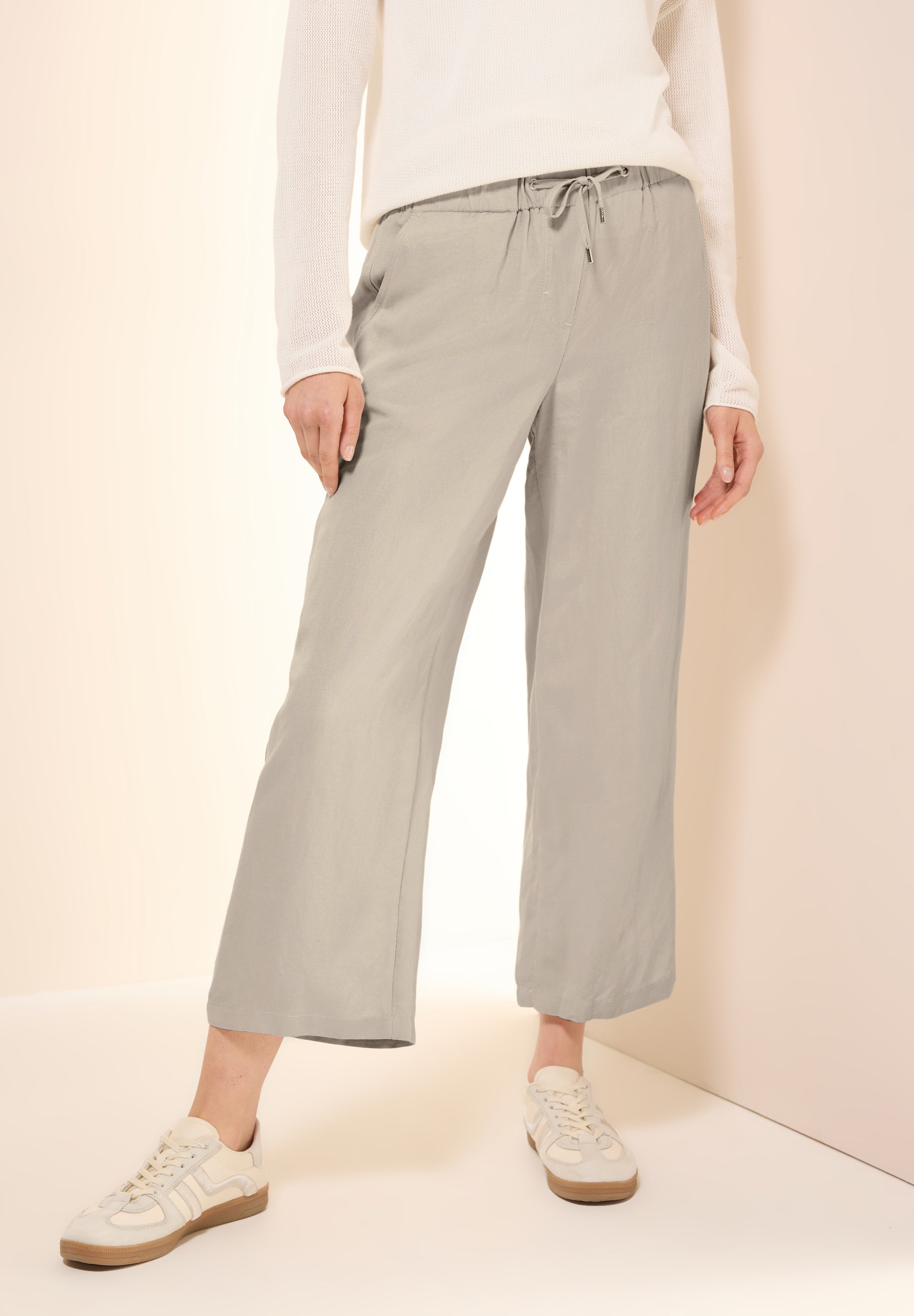 Wide Leg Hose aus Leinenmix