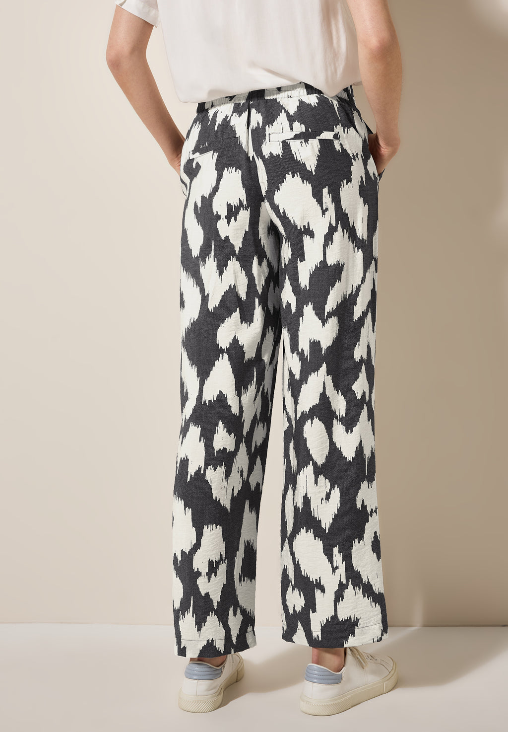 Gemusterte Wide Leg Hose