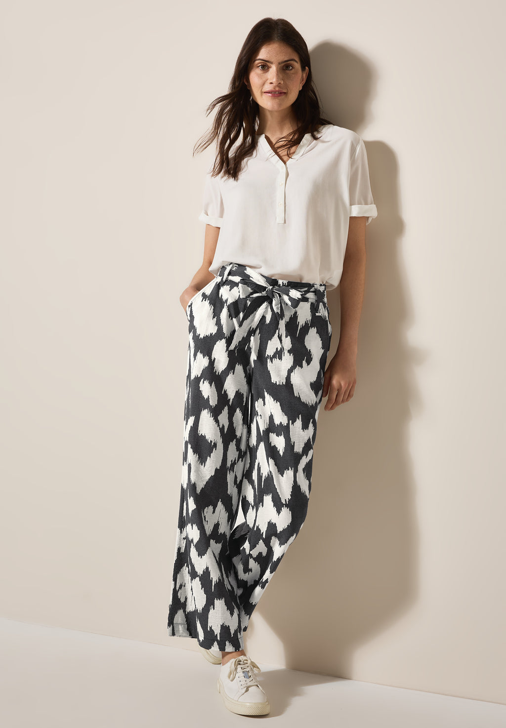 Gemusterte Wide Leg Hose