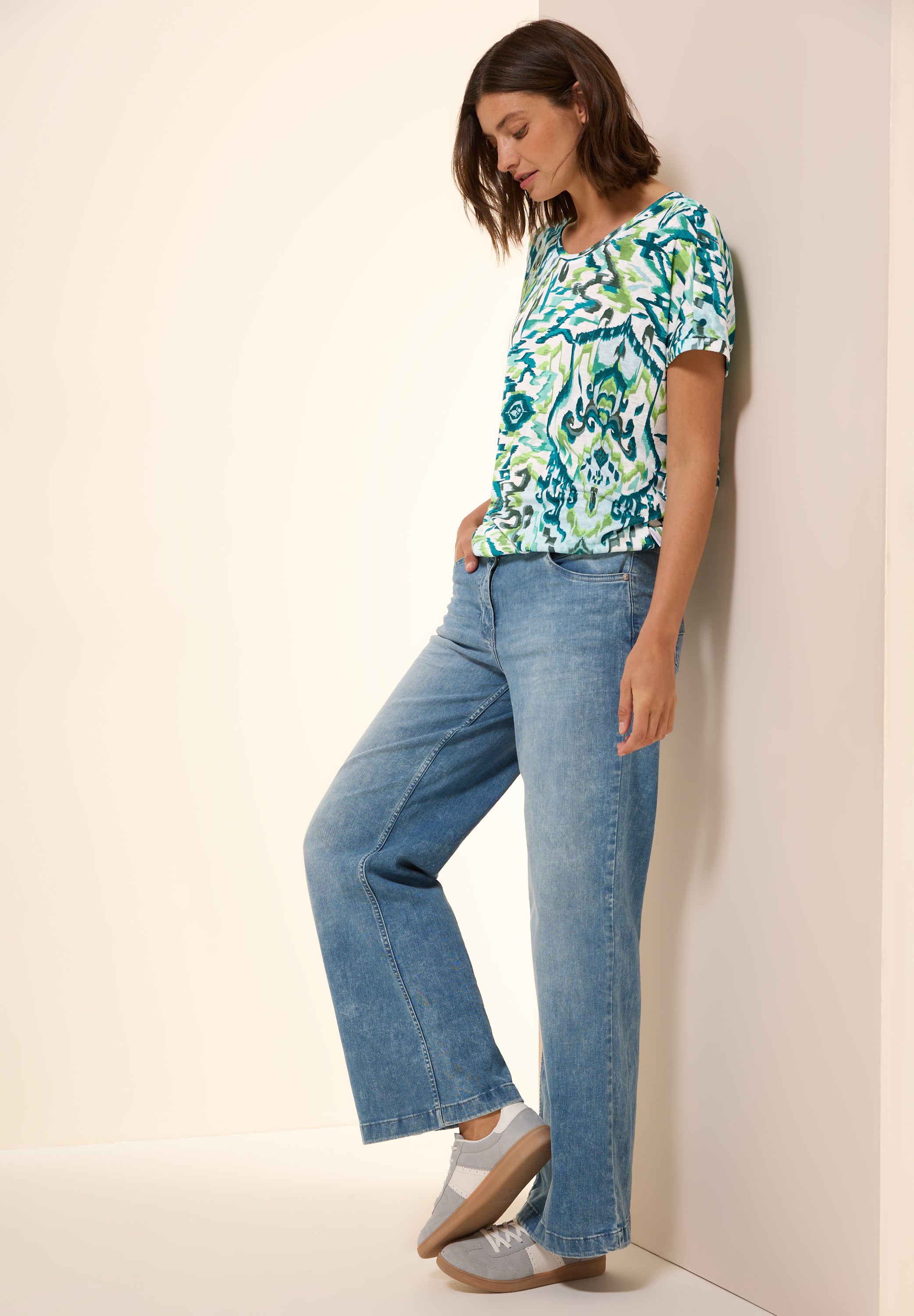 Bedrucktes Leinen-Look Shirt