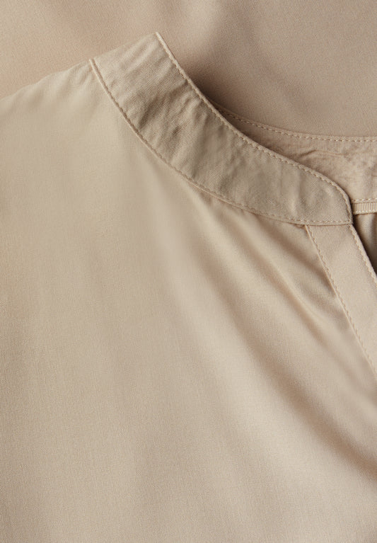 Split Neck Bluse in Unifarbe