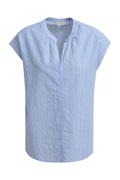 sleeveless blouse w gathering around neckpanel, slit in cf