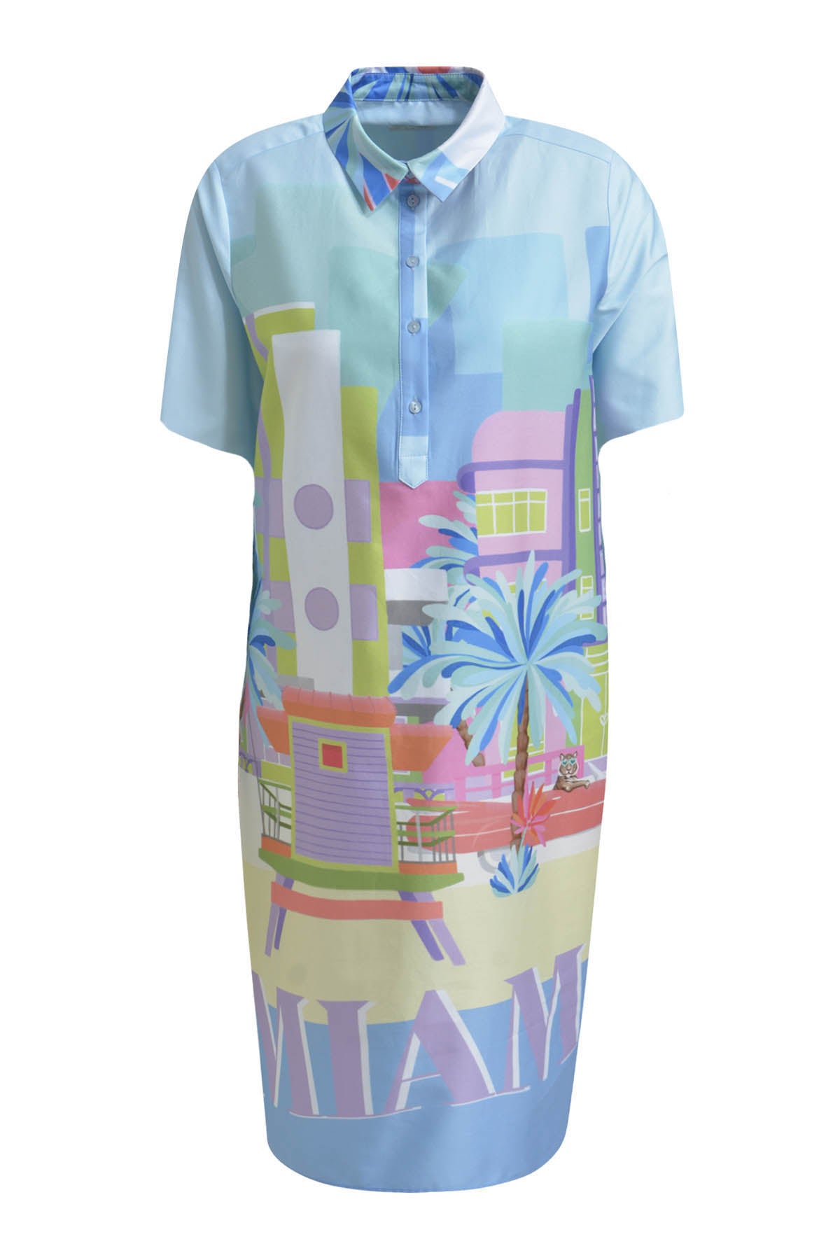 Dress w collar, half placket, 1/2 sleeves w cuffs