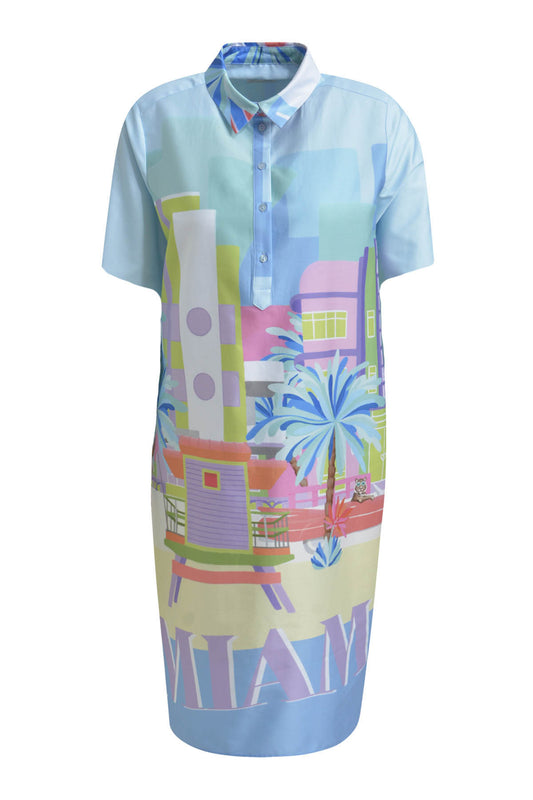 Dress w collar, half placket, 1/2 sleeves w cuffs