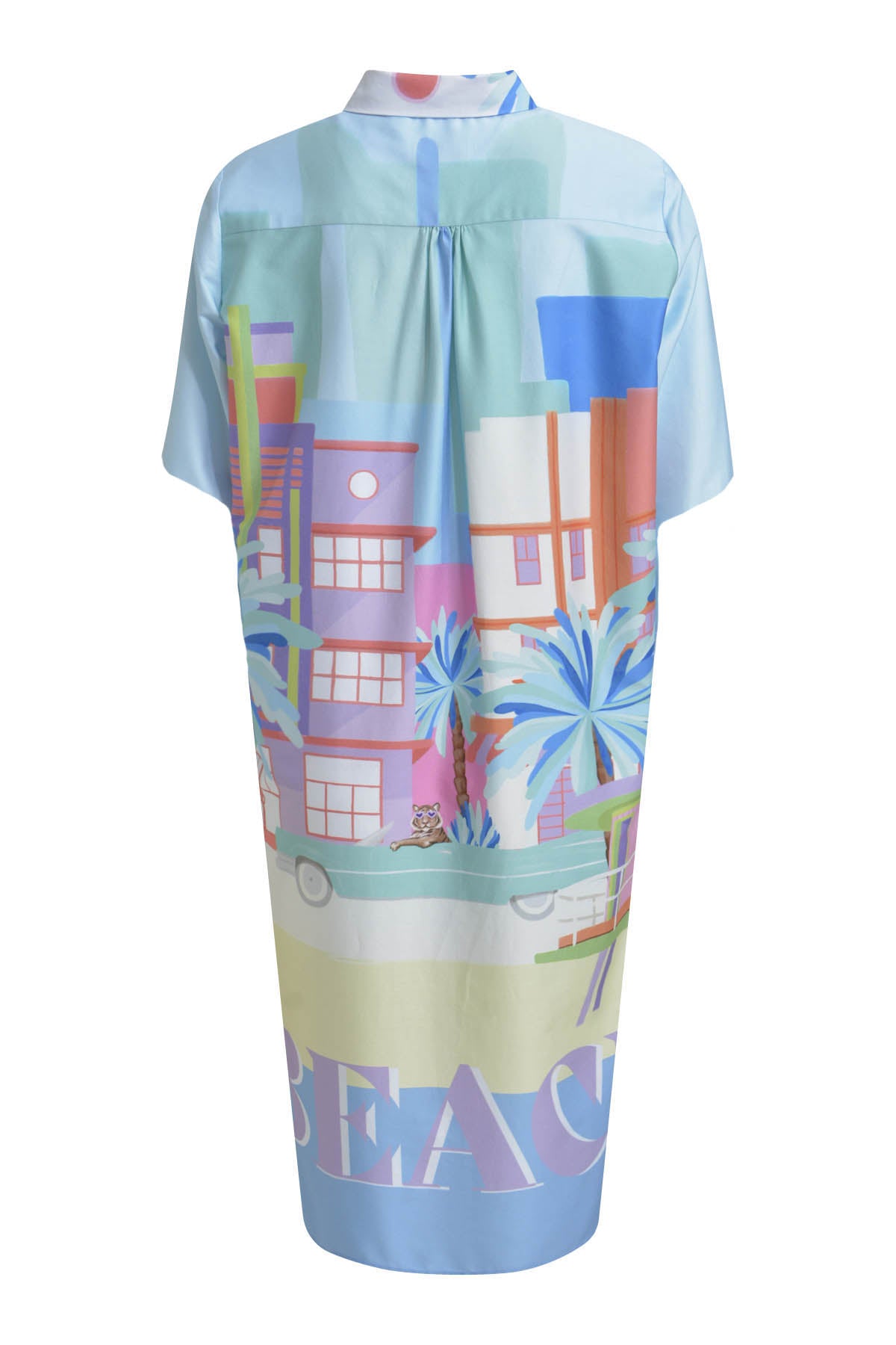 Dress w collar, half placket, 1/2 sleeves w cuffs