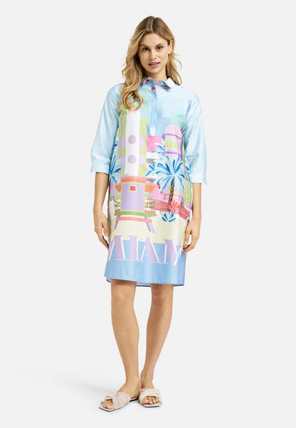 Dress w collar, half placket, 1/2 sleeves w cuffs