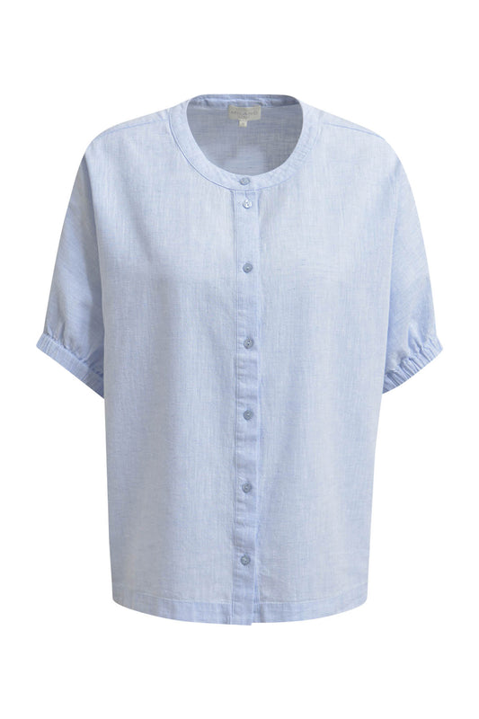 oversized blouse w neckpanel + placket, elastic cuff