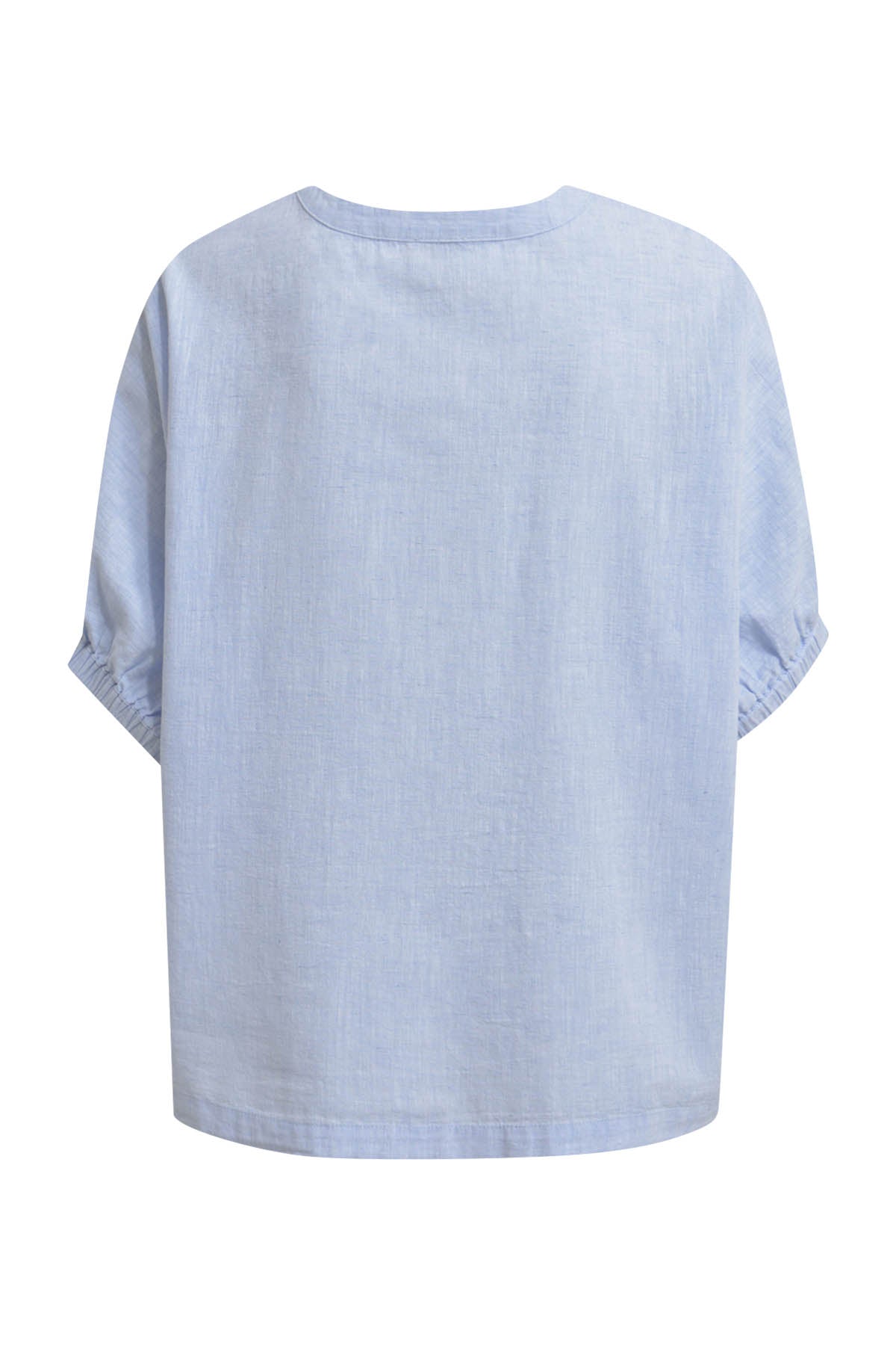 oversized blouse w neckpanel + placket, elastic cuff