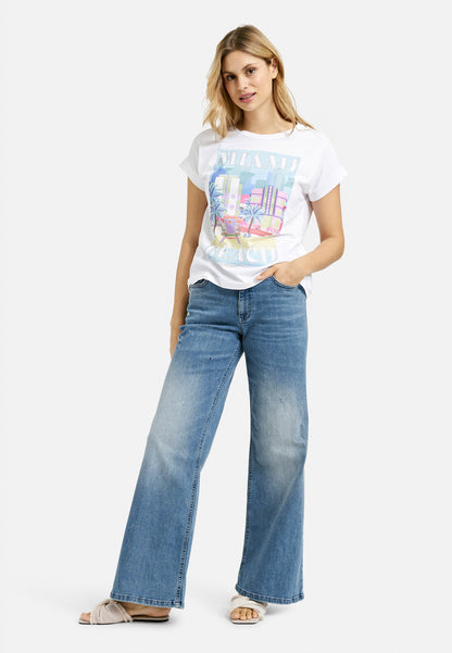 Shirt w roundneck + oversized shoulder
