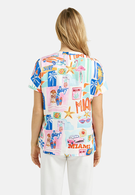 Blousetop with panel and v-neck