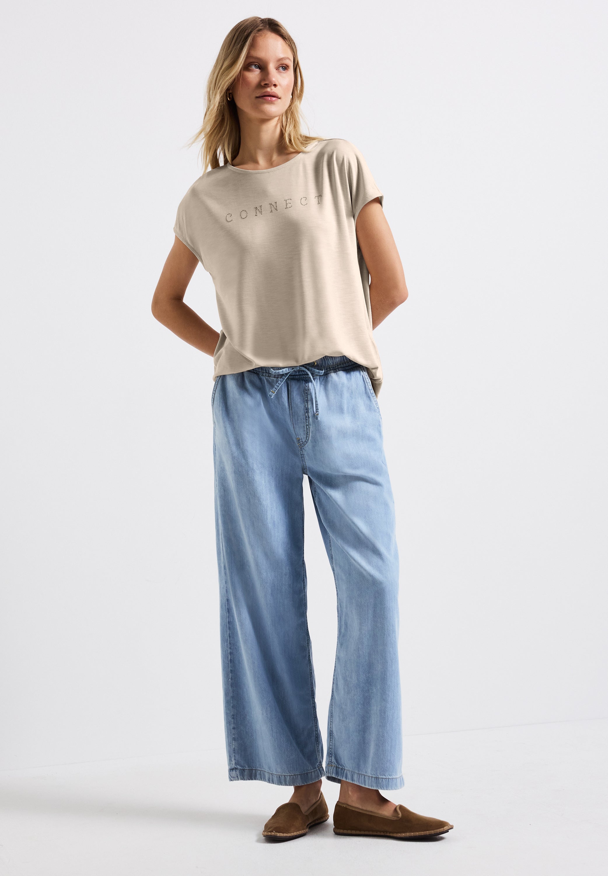 Silk-Look Shirt mit Wording