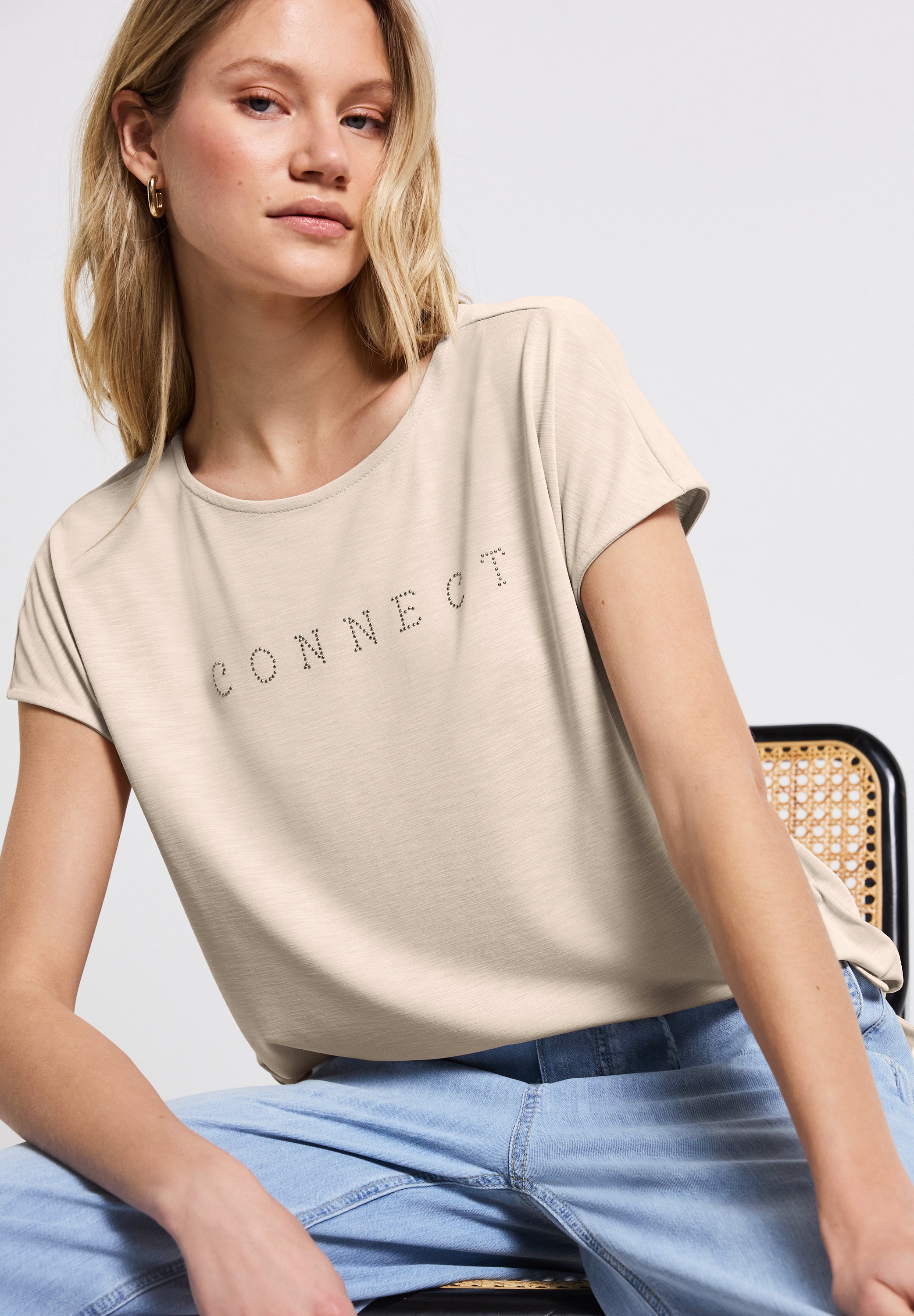 Silk-Look Shirt mit Wording