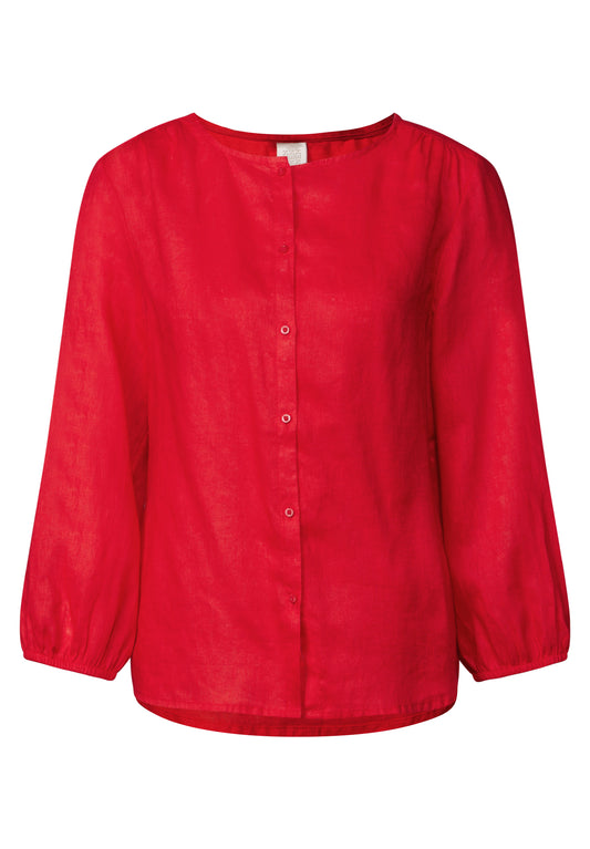 Rundhalsbluse aus Leinen