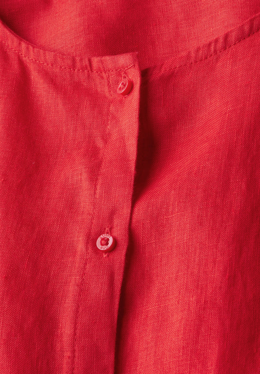 Rundhalsbluse aus Leinen