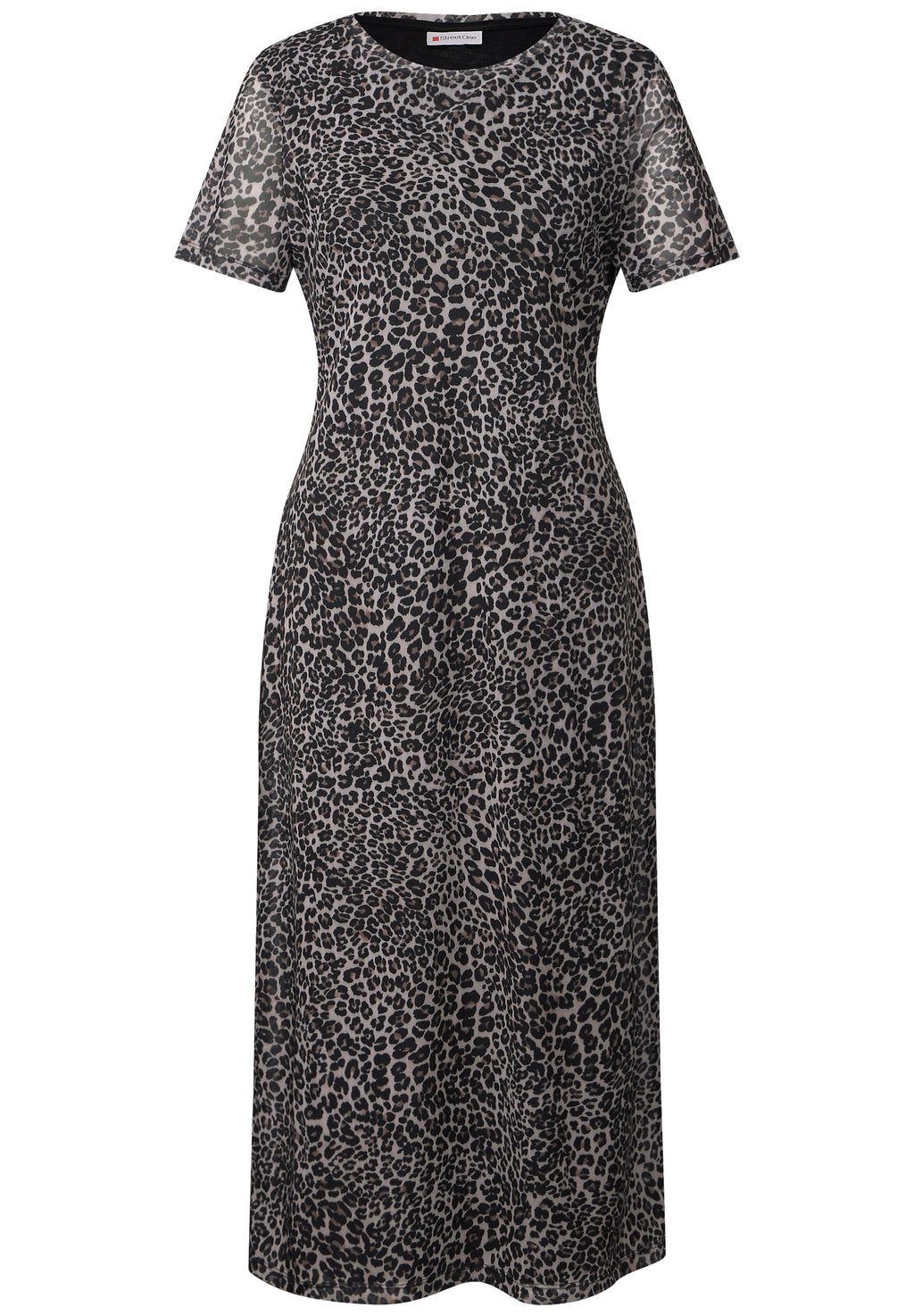 Mesh-Kleid mit Leo-Print