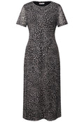 Mesh-Kleid mit Leo-Print