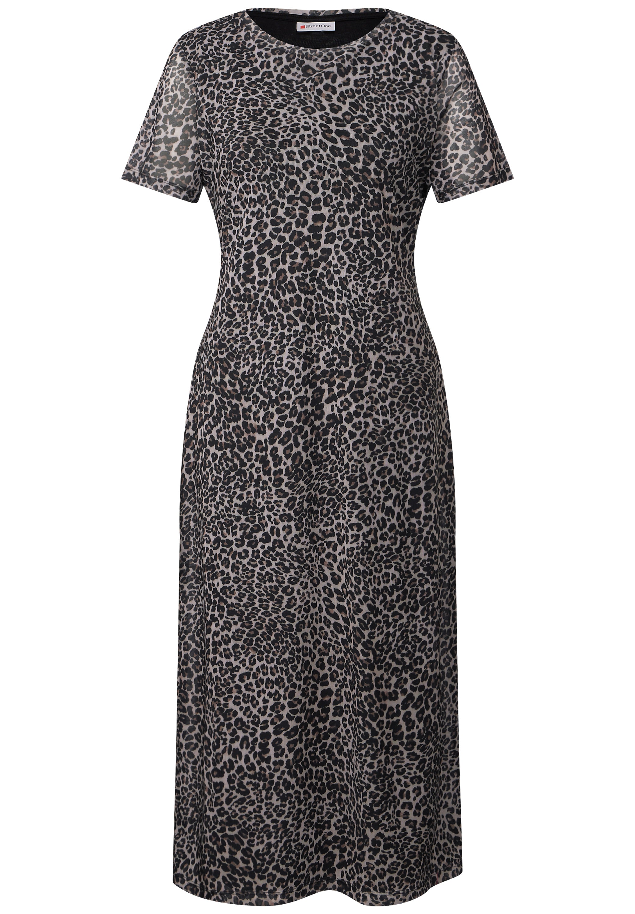 Mesh-Kleid mit Leo-Print