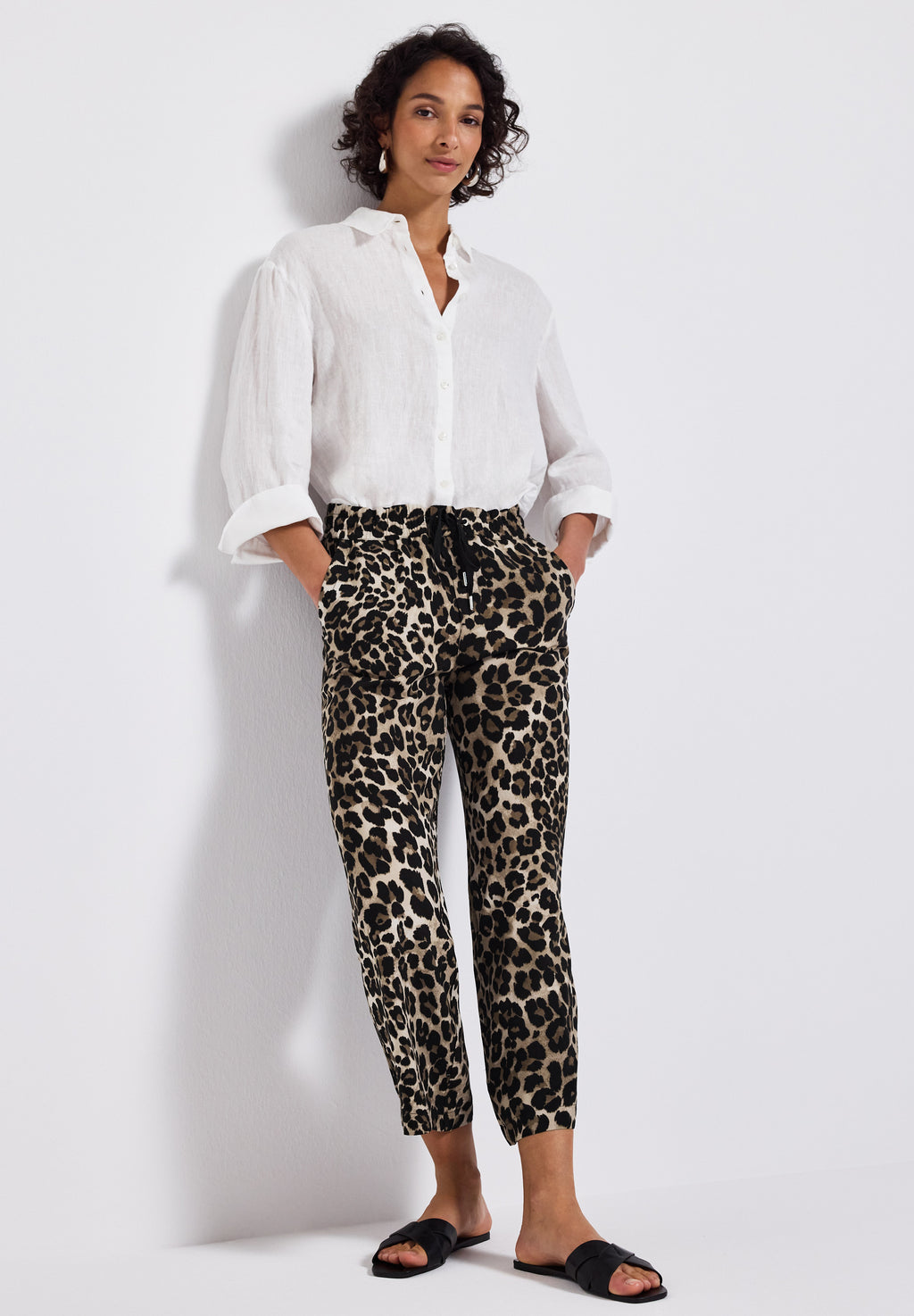 Gemusterte Wide Leg Hose