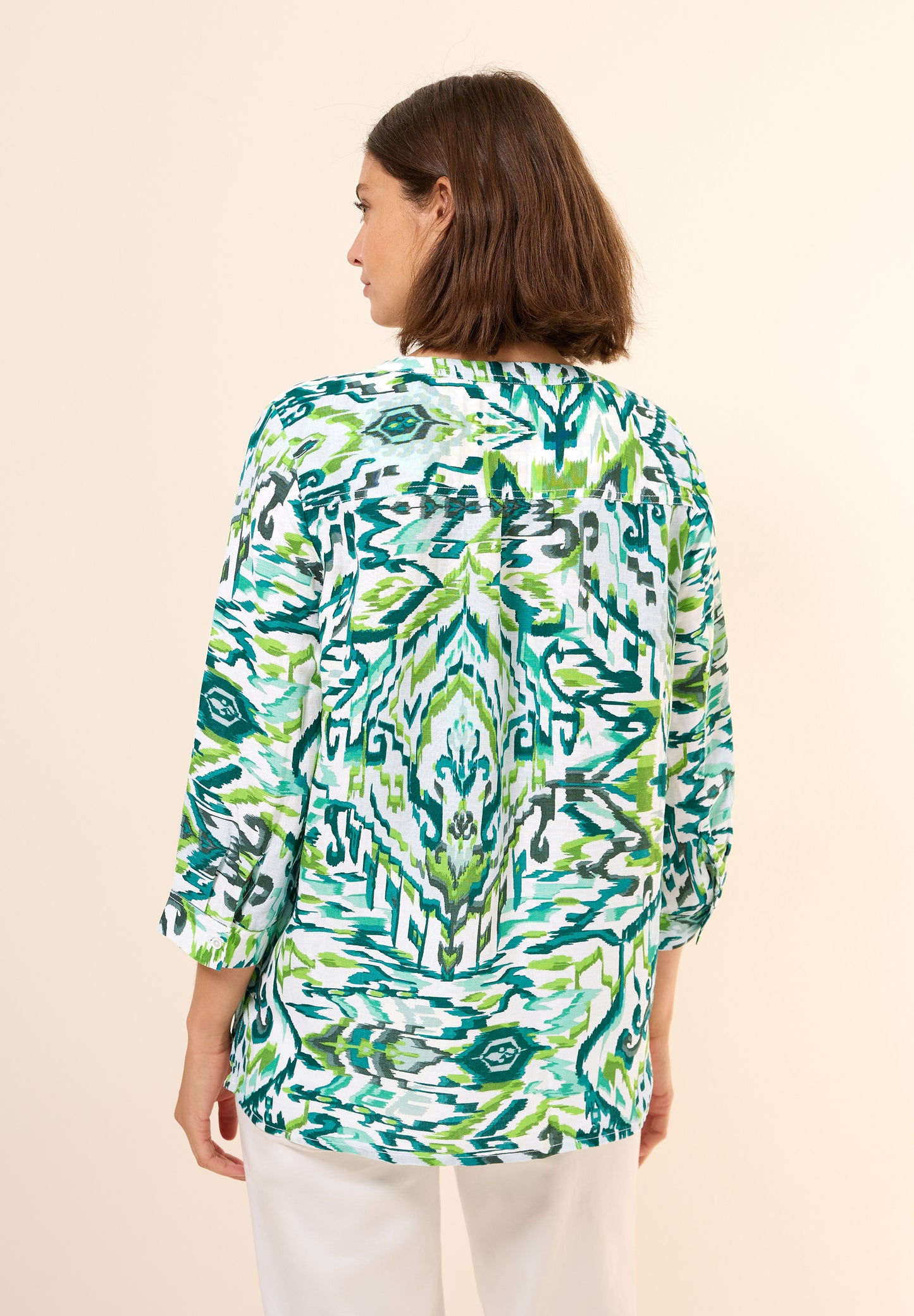 Gemusterte Leinenmix-Bluse