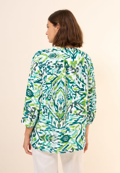 Gemusterte Leinenmix-Bluse