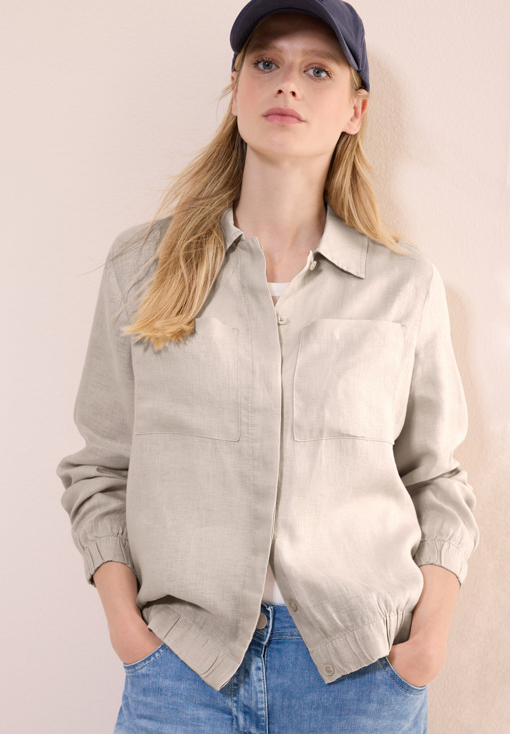 Leinenblouson mit Hemdkragen