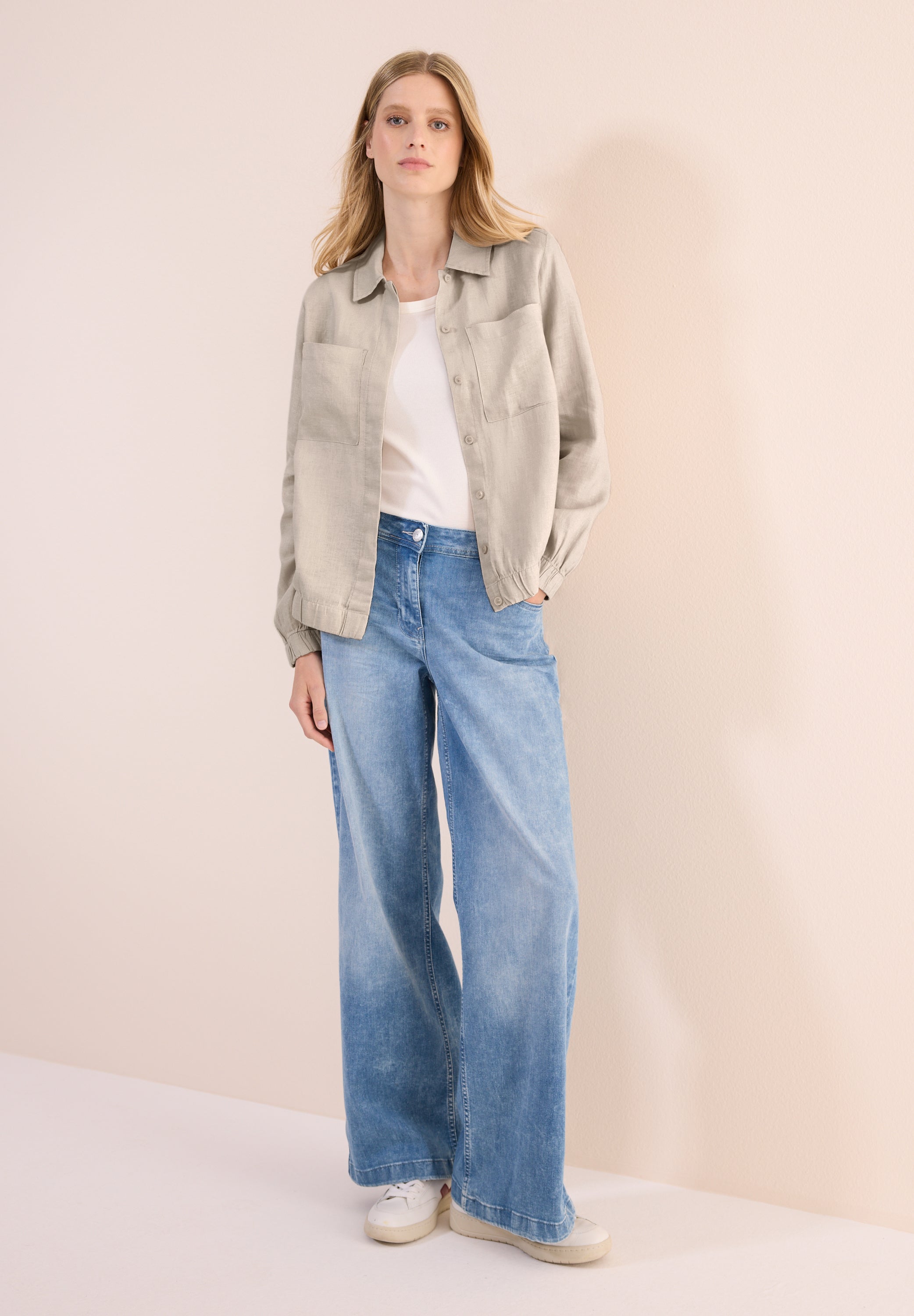 Leinenblouson mit Hemdkragen