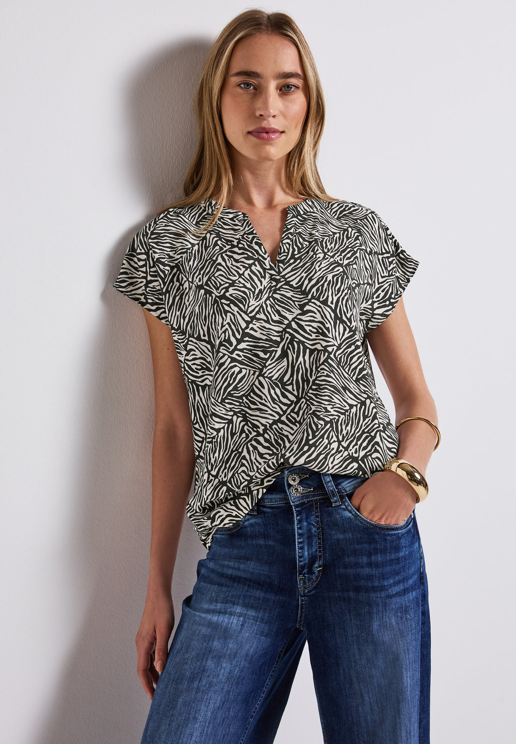 Bluse mit Minimal Print