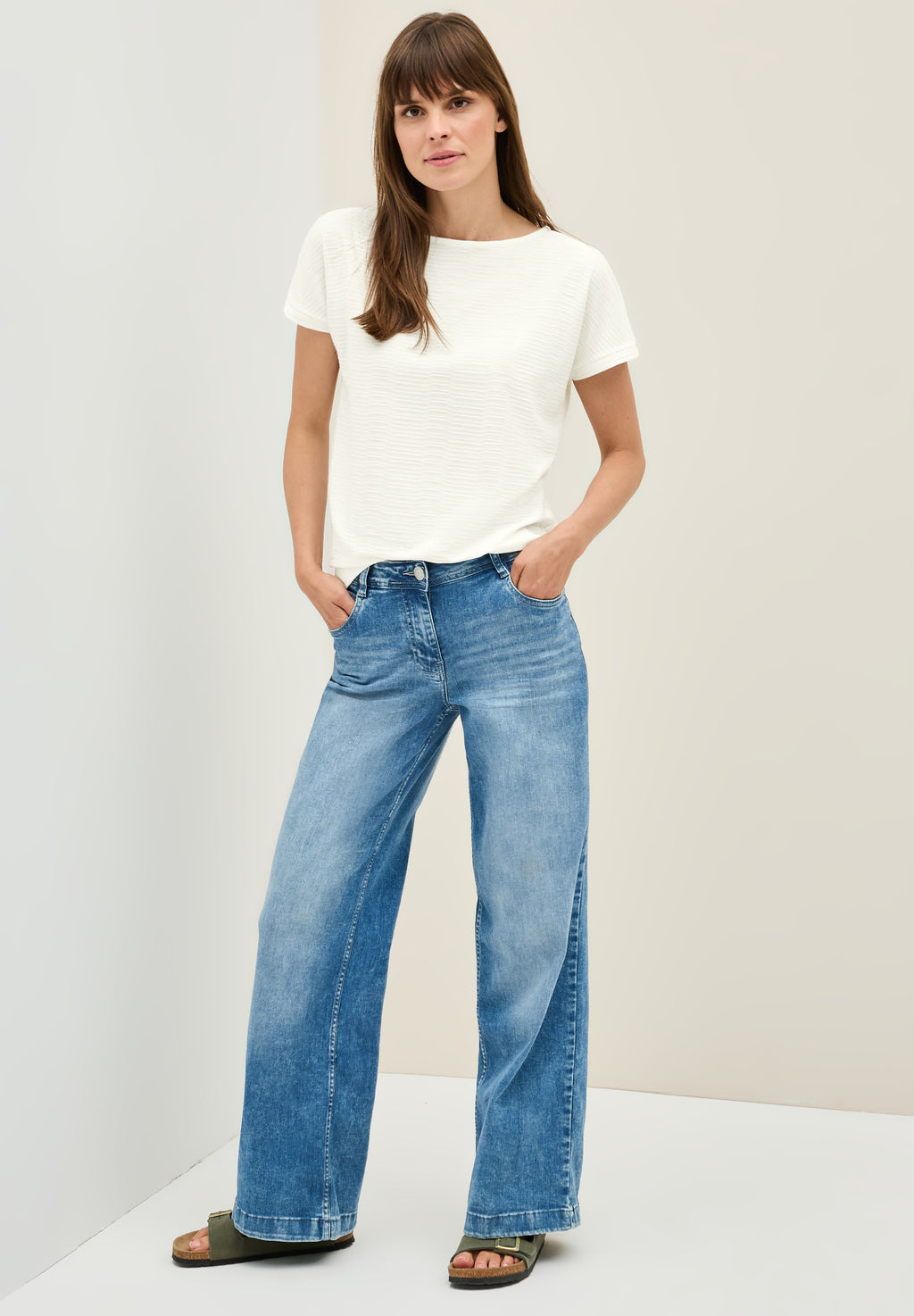 Struktushirt in Unifarbe