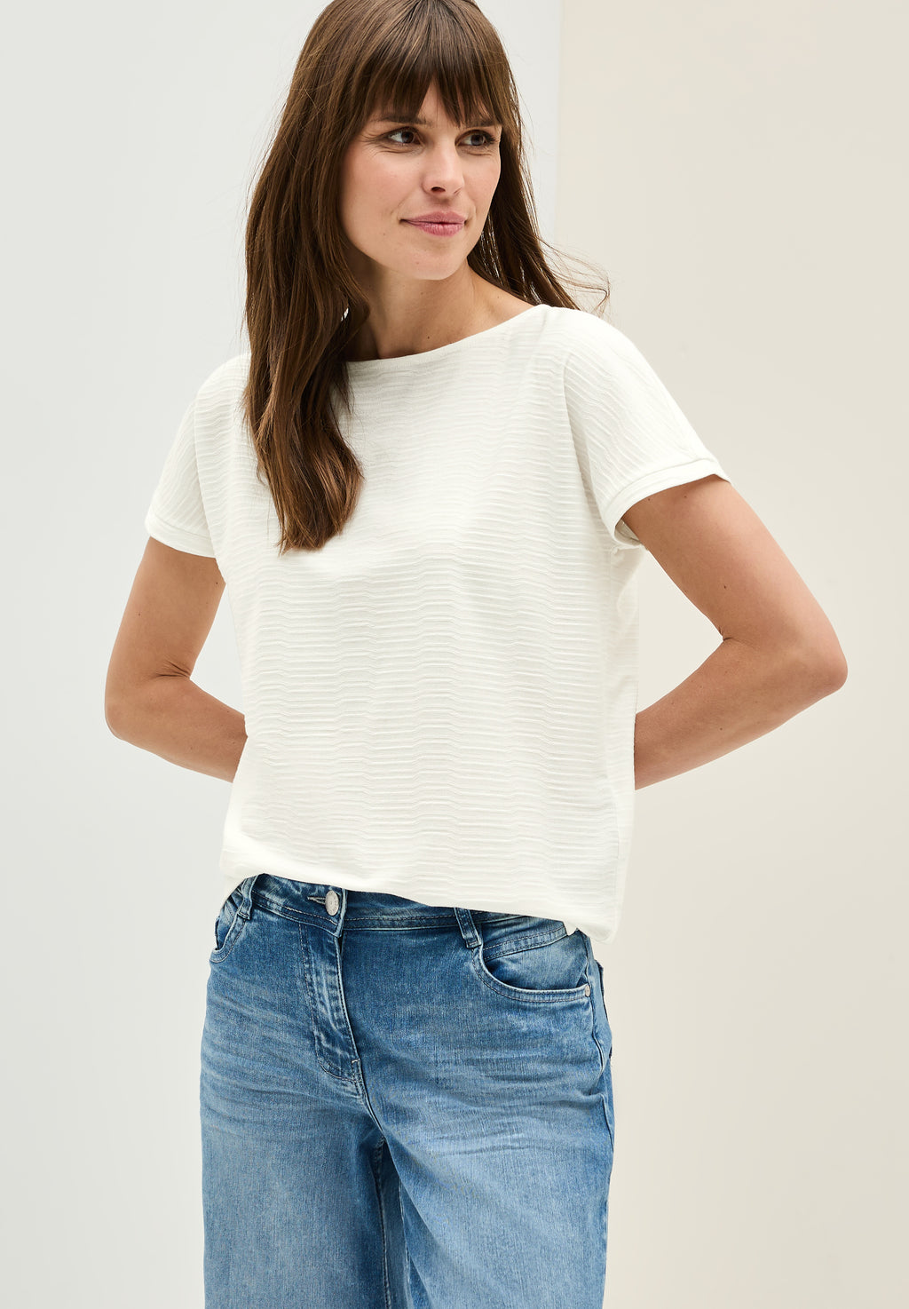 Struktushirt in Unifarbe