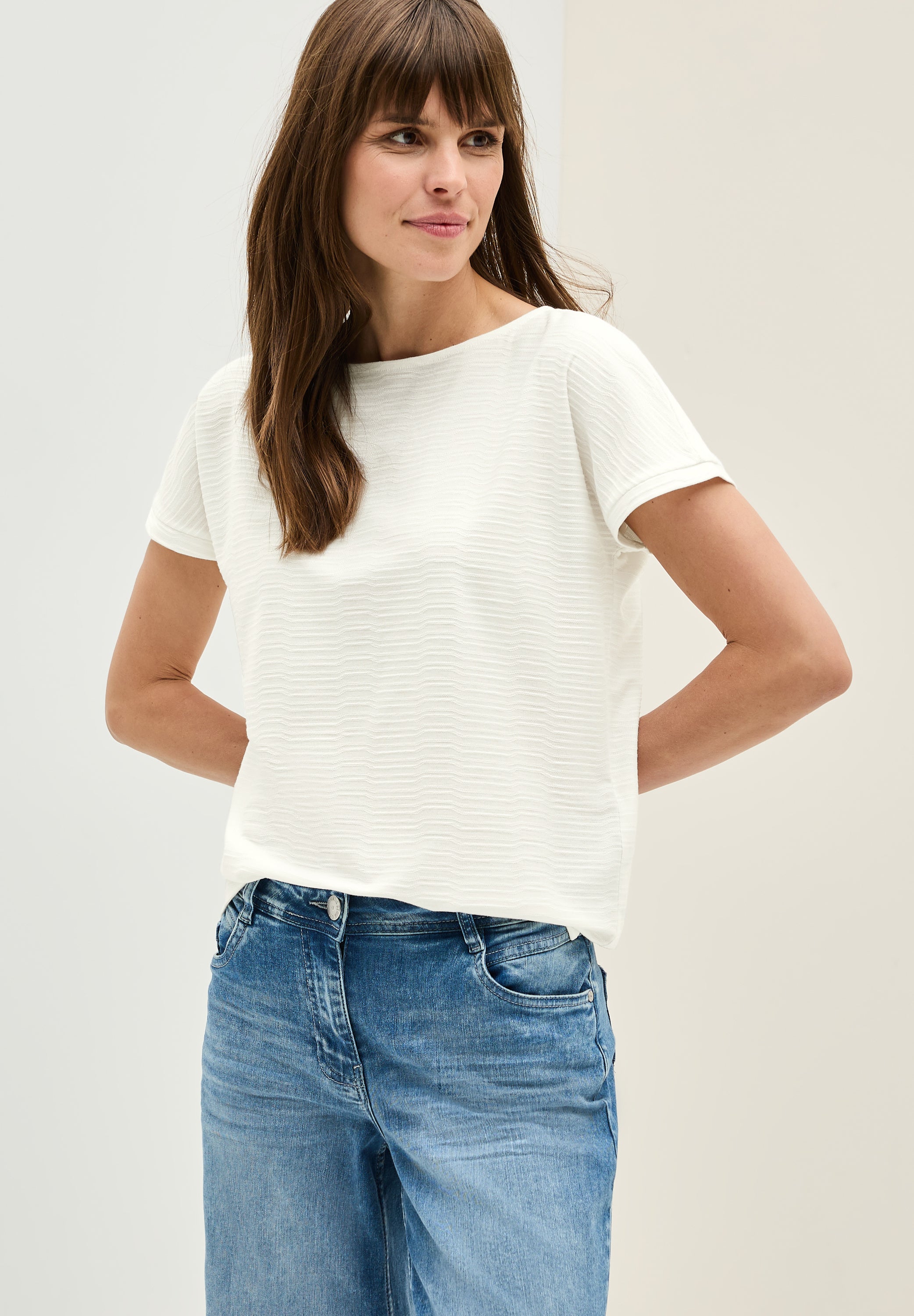 Struktushirt in Unifarbe