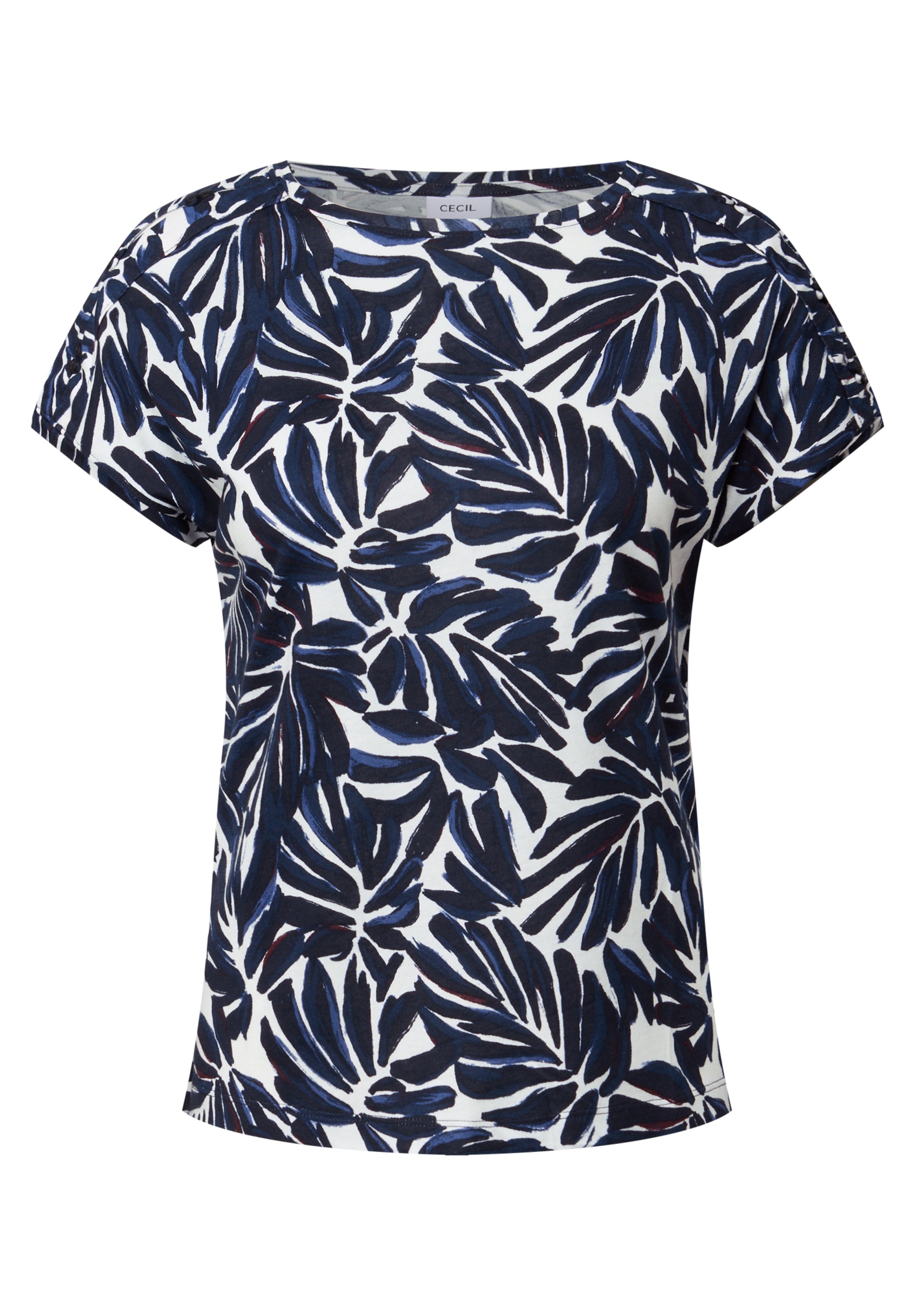 Print-Shirt mit Knopfdetail