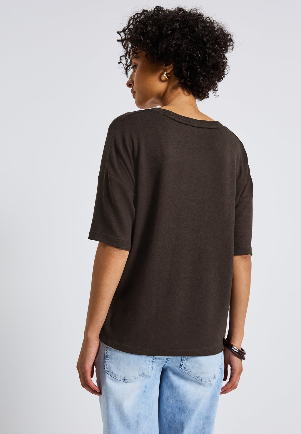 Strick-Look V-Neck T-Shirt
