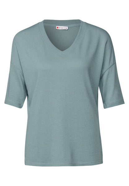 Strick-Look V-Neck T-Shirt