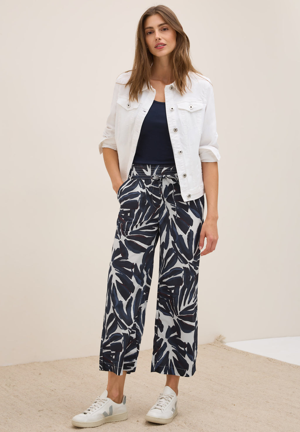 Gemusterte Wide Leg Hose