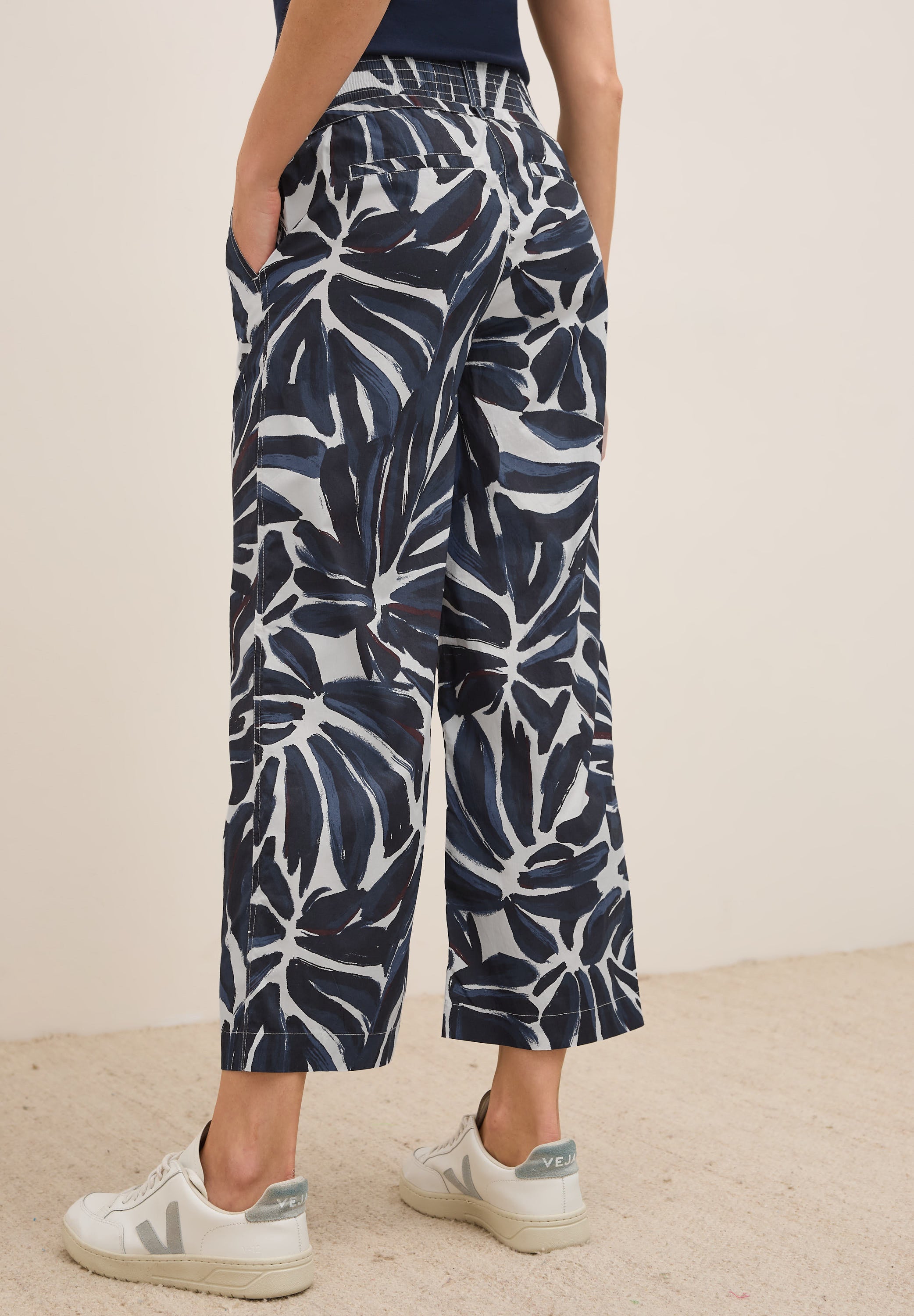 Gemusterte Wide Leg Hose