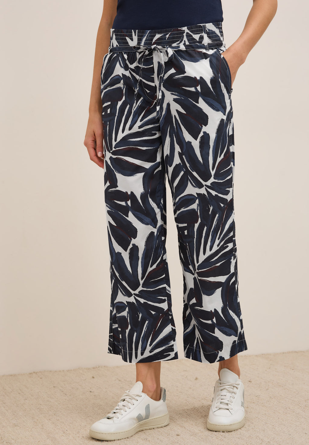 Gemusterte Wide Leg Hose